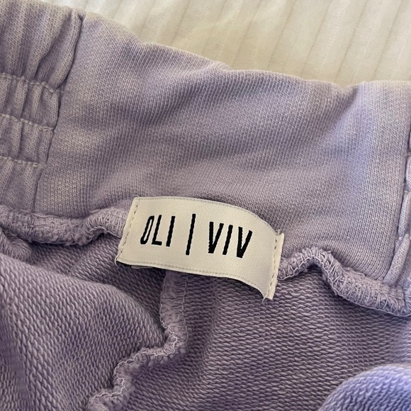 Women's French Terry shorts w/Drawstring - Lilac - Picture 3 of 5